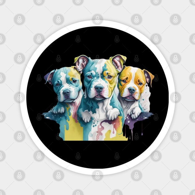 American Pit Bull Terrier Dog Puppies Head Magnet by Pet T-Shirt Designs